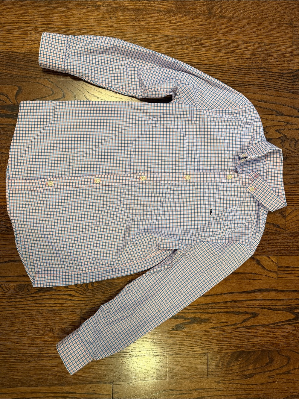 Boys Blue and Pink Performance 
Button-Up Shirt